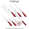 Cheffinger Home KS02 - set de 5 cuțite, foarfecă, ascuțitor și suport rotativ