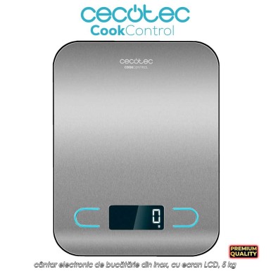 Cecotec Cook Control - cântar electronic de bucătărie din inox, cu ecran LCD, 5 kg Cecotec Cook Control - cântar electronic de bucătărie din inox, cu ecran LCD, 5 kg