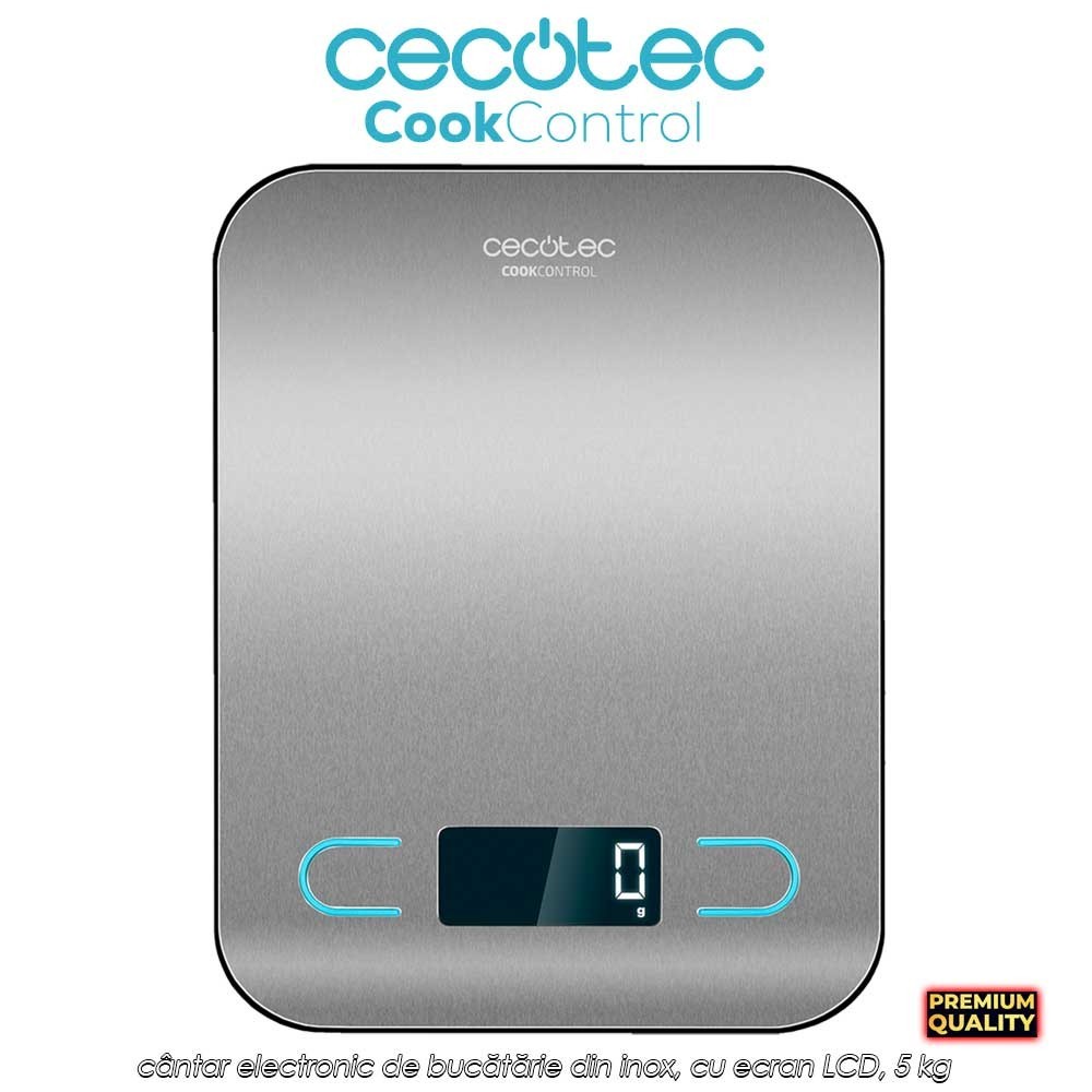 Cecotec Cook Control - cântar electronic de bucătărie din inox, cu ecran LCD, 5 kg Cecotec Cook Control - cântar electronic de bucătărie din inox, cu ecran LCD, 5 kg