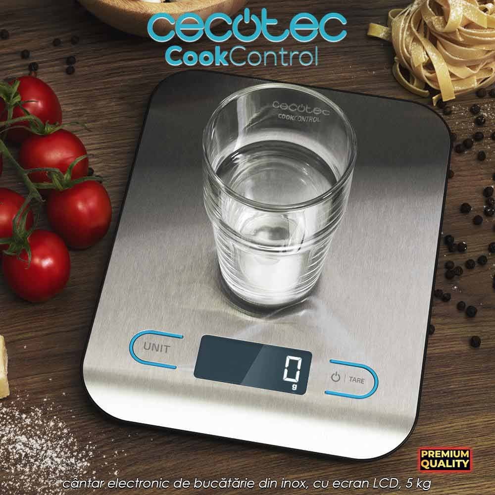 Cecotec Cook Control - cântar electronic de bucătărie din inox, cu ecran LCD, 5 kg Cecotec Cook Control - cântar electronic de bucătărie din inox, cu ecran LCD, 5 kg