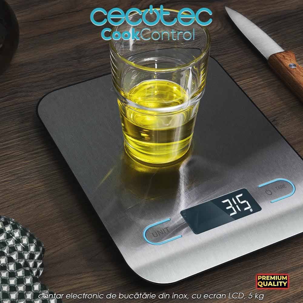 Cecotec Cook Control - cântar electronic de bucătărie din inox, cu ecran LCD, 5 kg Cecotec Cook Control - cântar electronic de bucătărie din inox, cu ecran LCD, 5 kg