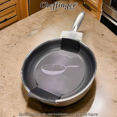 Pachet PROMO: 2 tigăi premium din oțel inoxidabil cu model de fagure Cheffinger Home Pachet PROMO: 2 tigăi premium din oțel inoxidabil cu model de fagure Cheffinger Home