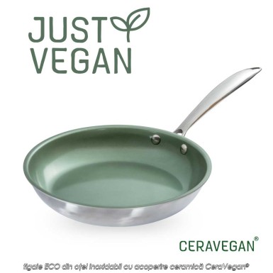 Just Vegan - tigaie ECO din oțel inoxidabil cu acoperire ceramică cu ulei de avocado 20cm