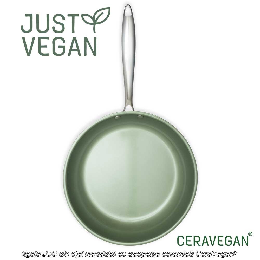 Just Vegan - tigaie ECO din oțel inoxidabil cu acoperire ceramică cu ulei de avocado 20cm