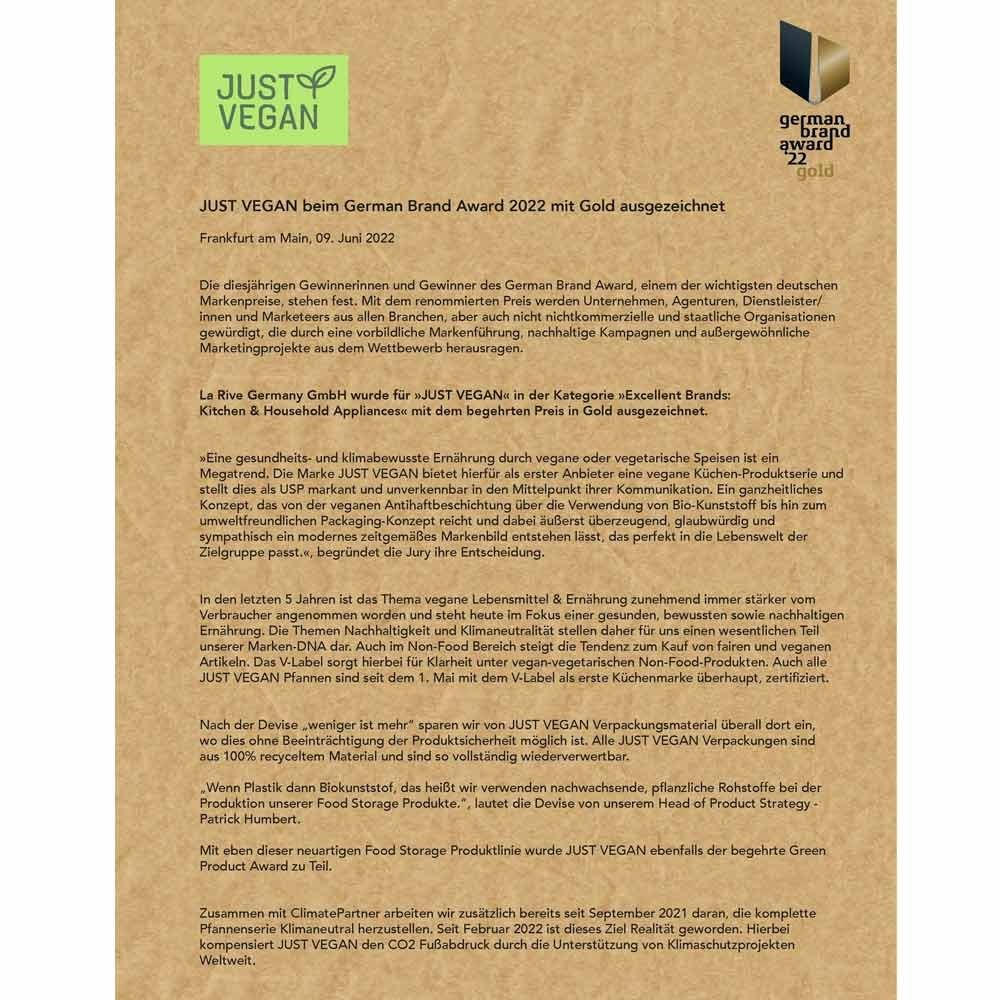 Just Vegan - set de 3 tigăi ECO din oțel inoxidabil cu acoperire ceramică cu ulei de avocado