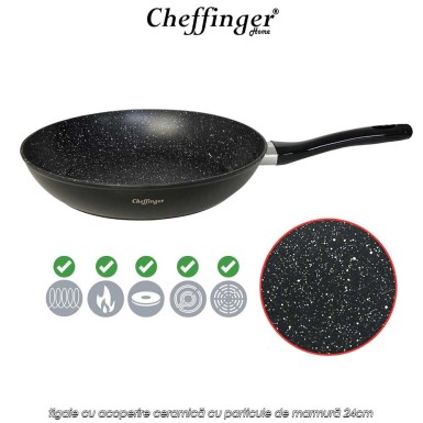 Cheffinger Home FFP24 - tigaie cu acoperire ceramică cu particule de marmură 24cm