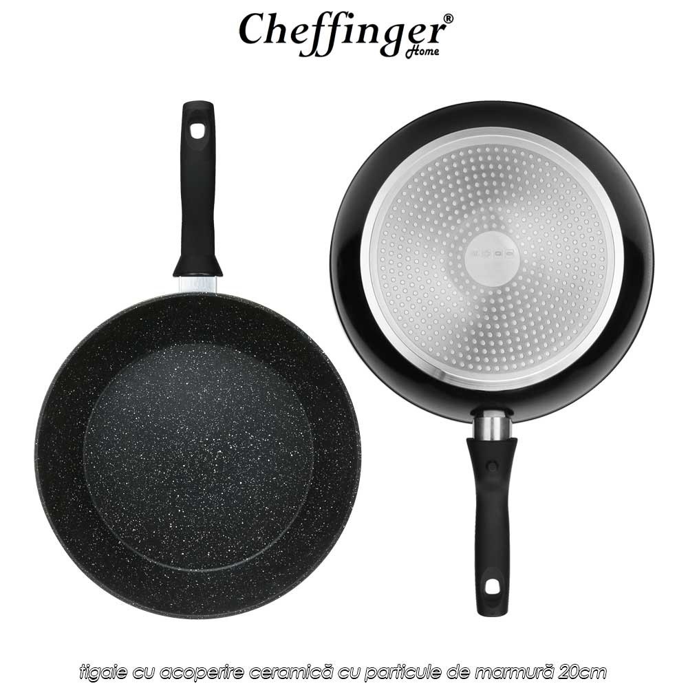 Cheffinger Home FFP20 - tigaie cu acoperire ceramică cu particule de marmură 20cm