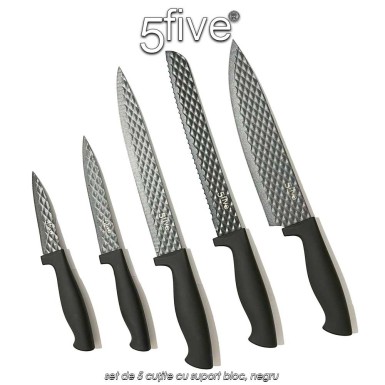 5Five Simply Smart - set de 5 cuțite cu suport bloc, negru 5Five Simply Smart - set de 5 cuțite cu suport bloc, negru
