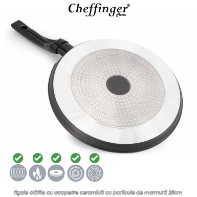 Cheffinger Home FAP28 - tigaie clătite cu acoperire ceramică cu particule de marmură 28cm Cheffinger Home FAP28 - tigaie clătite cu acoperire ceramică cu particule de marmură 28cm