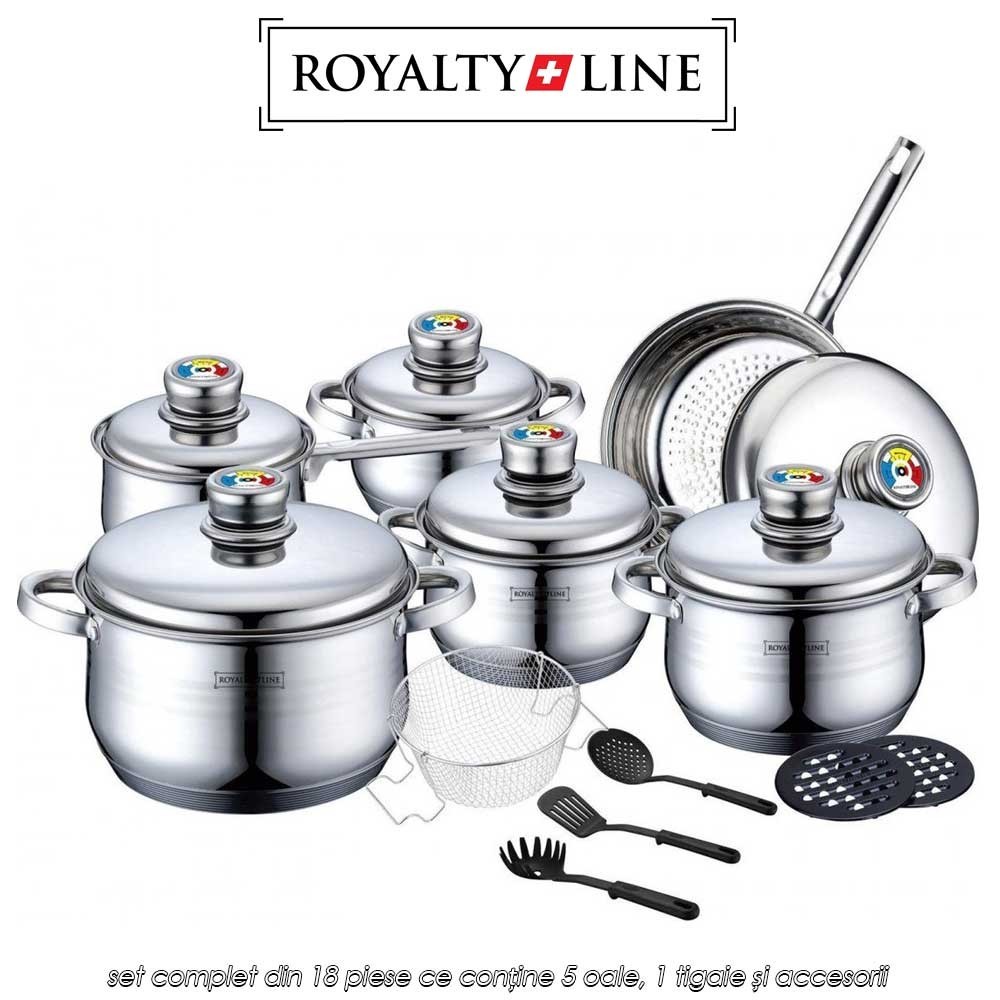 Royalty Line RL-1802 - set complet din 18 piese ce conține 5 oale, 1 tigaie și accesorii