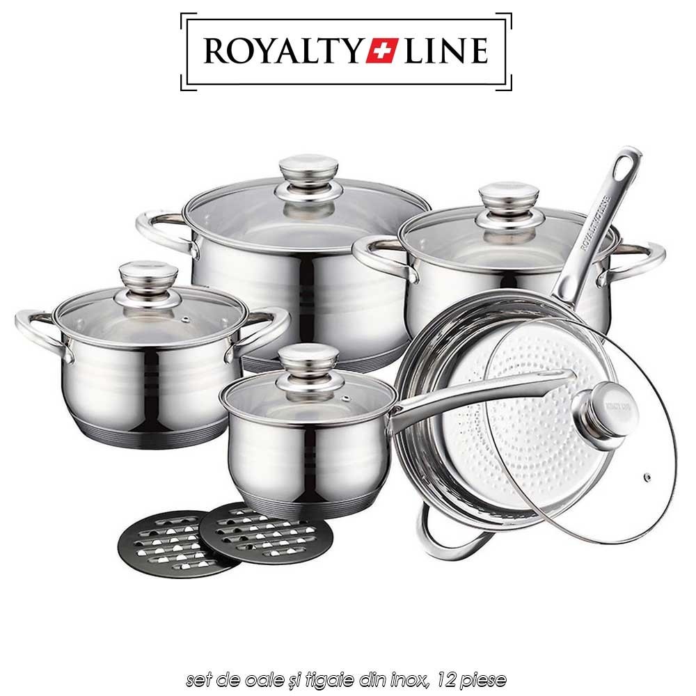 Royalty Line RL-1232 - set de oale și tigaie din inox, 12 piese