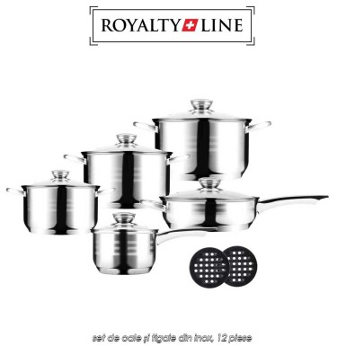 Royalty Line RL-1232 - set de oale și tigaie din inox, 12 piese Royalty Line RL-1232 - set de oale și tigaie din inox, 12 piese