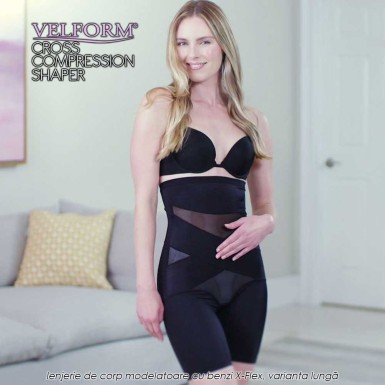 Velform Cross Compression Shaper - lenjerie de corp modelatoare cu benzi X-Flex, varianta lungă