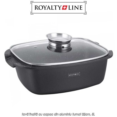 Royalty Line Roasting Pan RL-ACR32ML - tavă înaltă cu capac din aluminiu turnat 32cm, 5L Royalty Line Roasting Pan RL-ACR32ML - tavă înaltă cu capac din aluminiu turnat 32cm, 5L