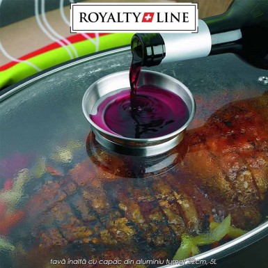 Royalty Line Roasting Pan RL-ACR32ML - tavă înaltă cu capac din aluminiu turnat 32cm, 5L Royalty Line Roasting Pan RL-ACR32ML - tavă înaltă cu capac din aluminiu turnat 32cm, 5L