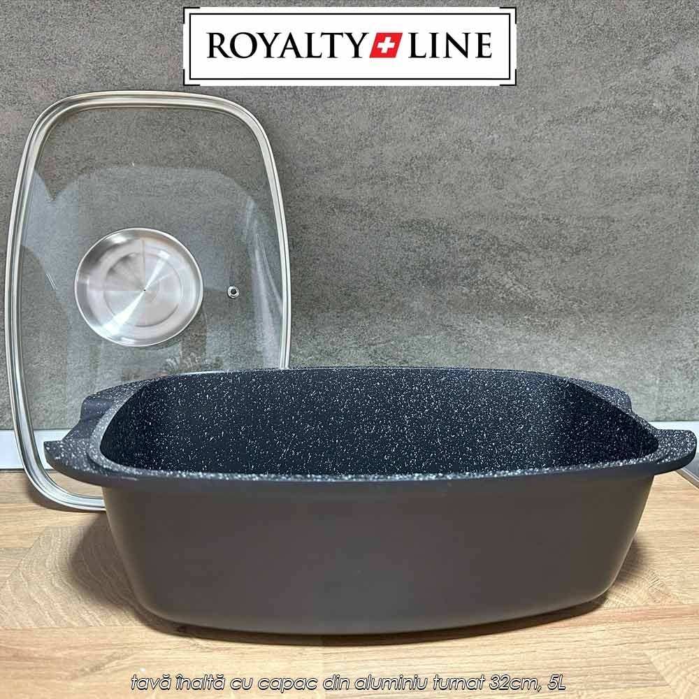 🥘Royalty Line Roasting Pan RL-ACR32ML | preț 199lei - transport Gratuit | tavă înaltă cu capac din aluminiu turnat 32cm, 5L | Telestar