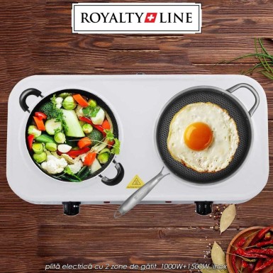 Royalty Line Hot Plate HP-18204 - plită electrică cu 2 zone de gătit, 1000W+1500W, inox Royalty Line Hot Plate HP-18204 - plită electrică cu 2 zone de gătit, 1000W+1500W, inox