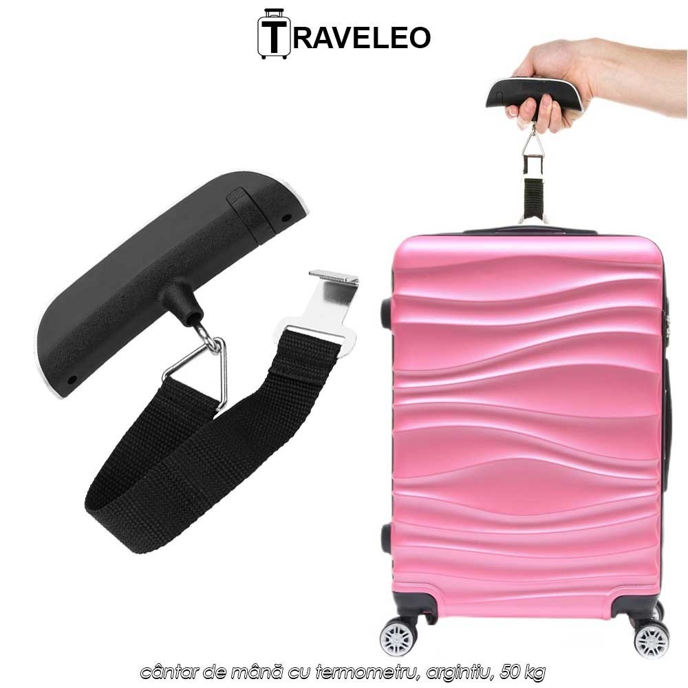 Traveleo WL01 - cântar de mână cu termometru, argintiu, 50 kg Traveleo WL01 - cântar de mână cu termometru, argintiu, 50 kg