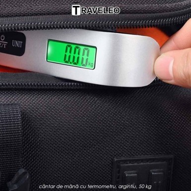 Traveleo WL01 - cântar de mână cu termometru, argintiu, 50 kg Traveleo WL01 - cântar de mână cu termometru, argintiu, 50 kg