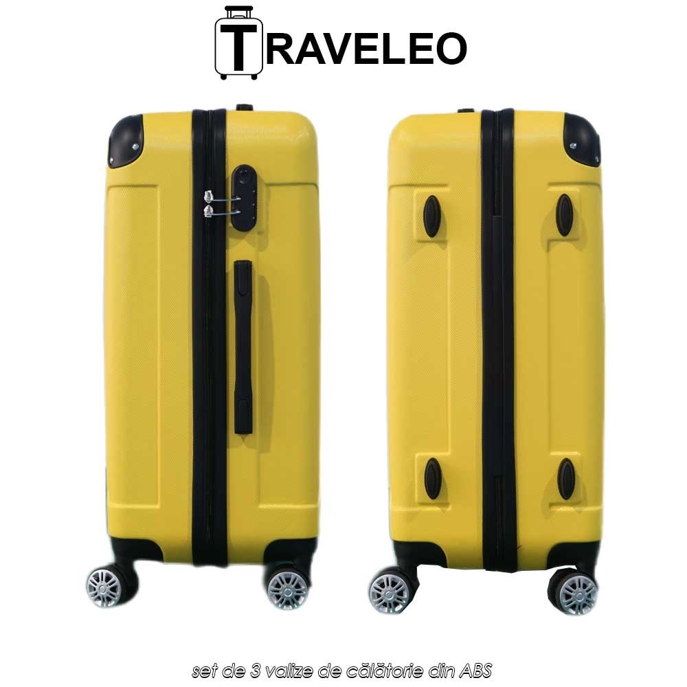 Traveleo ABS01Y - set de 3 valize de călătorie din ABS