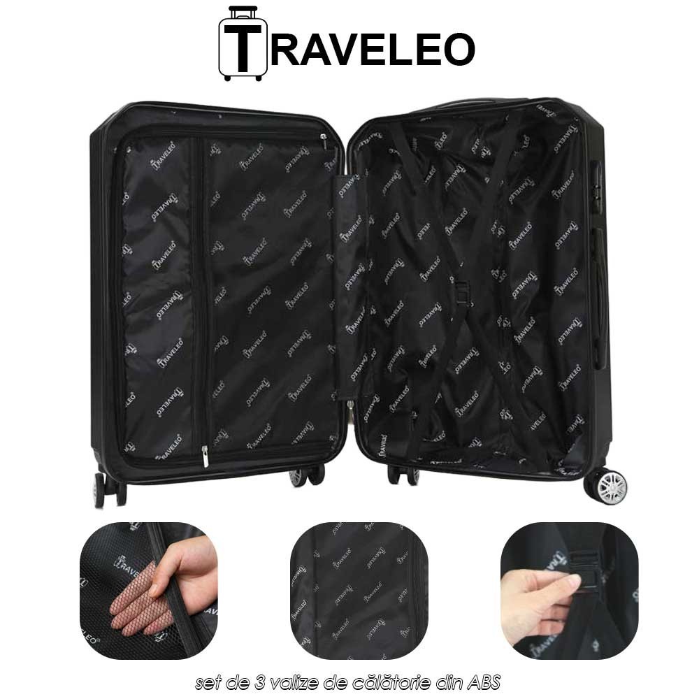 Traveleo ABS04GR - set de 3 valize de călătorie din ABS