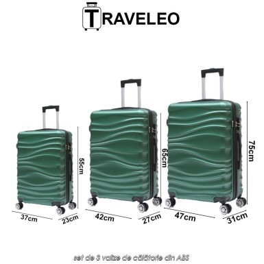 Traveleo ABS04GR - set de 3 valize de călătorie din ABS Traveleo ABS04GR - set de 3 valize de călătorie din ABS