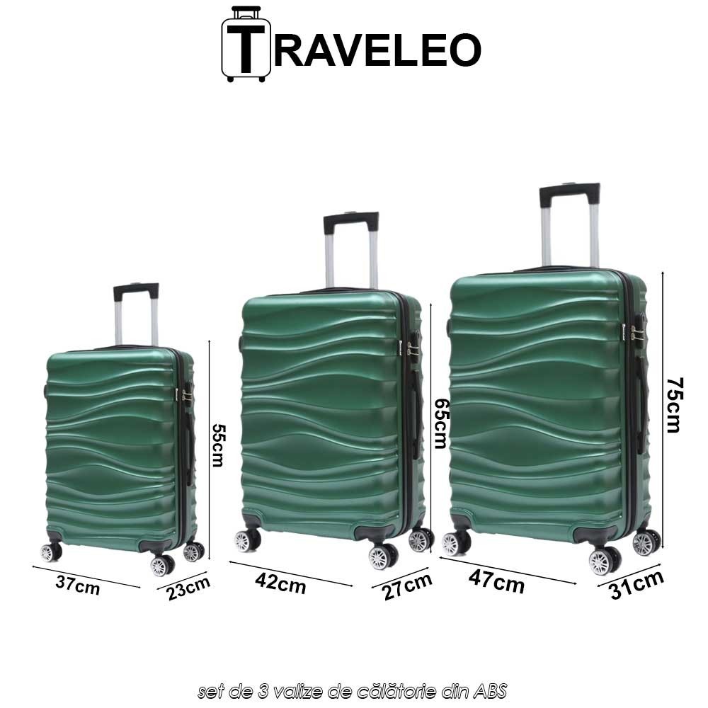 Traveleo ABS04GR - set de 3 valize de călătorie din ABS