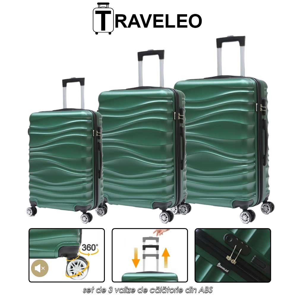 Traveleo ABS04GR - set de 3 valize de călătorie din ABS