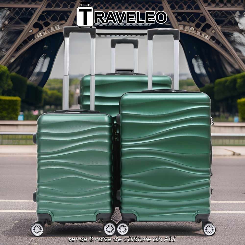 Traveleo ABS04GR - set de 3 valize de călătorie din ABS
