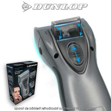 Dunlop Shaver 2F - aparat de bărbierit reîncărcabil cu 2 lame și trimmer atașat