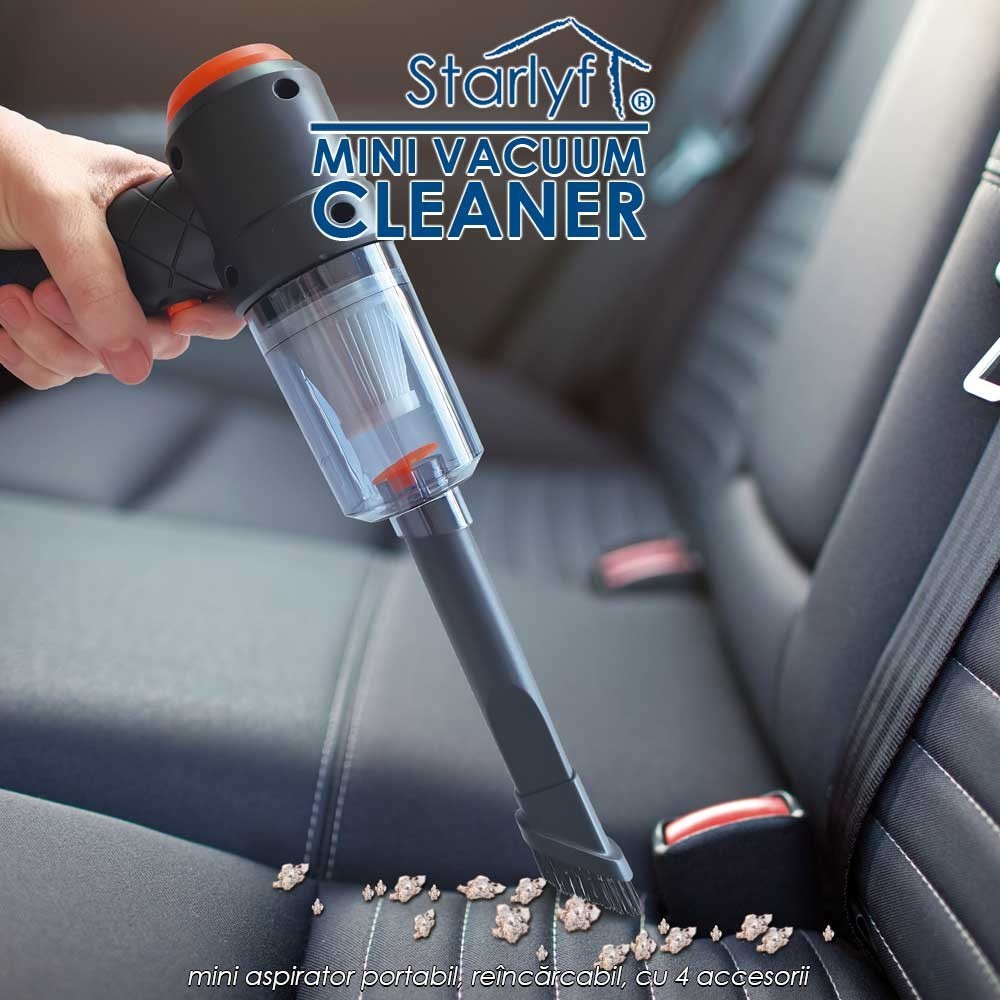 Starlyf Mini Vacuum Cleaner - mini aspirator portabil, reîncărcabil, cu 4 accesorii