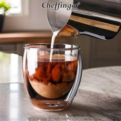 Cheffinger Home G12 - set 2 pahare termo cu pereți dubli din sticlă Cheffinger Home G12 - set 2 pahare termo cu pereți dubli din sticlă