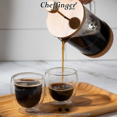 Cheffinger Home G12 - set 2 pahare termo cu pereți dubli din sticlă Cheffinger Home G12 - set 2 pahare termo cu pereți dubli din sticlă