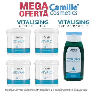 OFERTĂ: 4 Camille Vitalising Menthol Balm 250ml + 1 Camille Vitalising Bath & Shower Gel OFERTĂ: 4 Camille Vitalising Menthol Balm 250ml + 1 Camille Vitalising Bath & Shower Gel