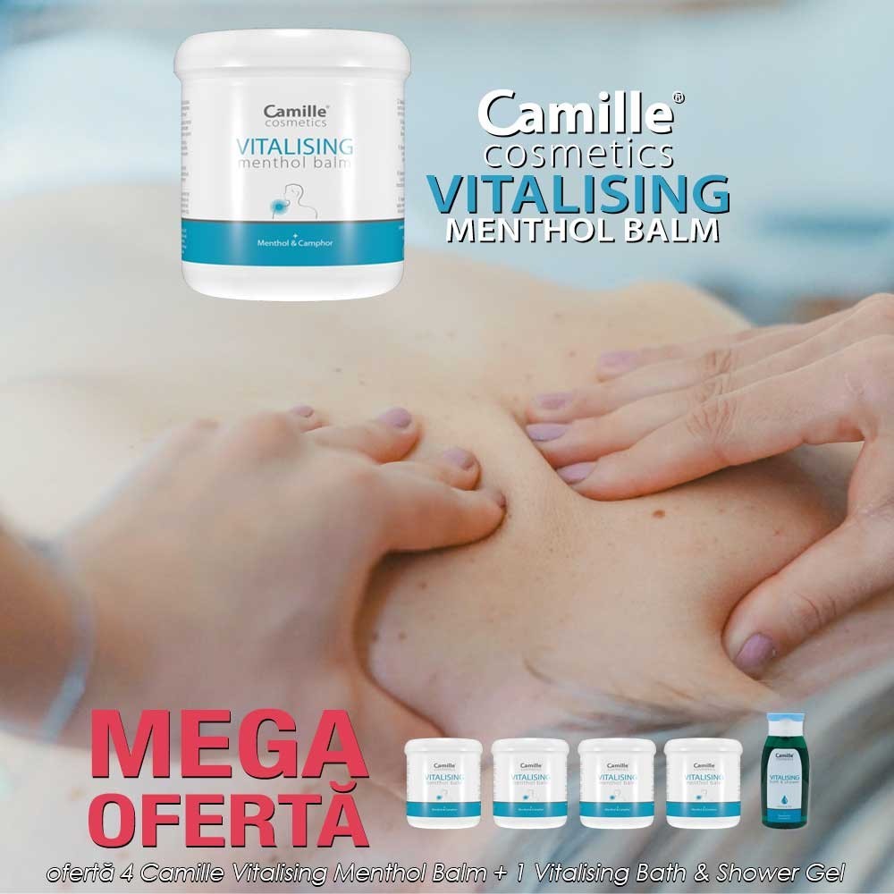 OFERTĂ: 4 Camille Vitalising Menthol Balm 250ml + 1 Camille Vitalising Bath & Shower Gel
