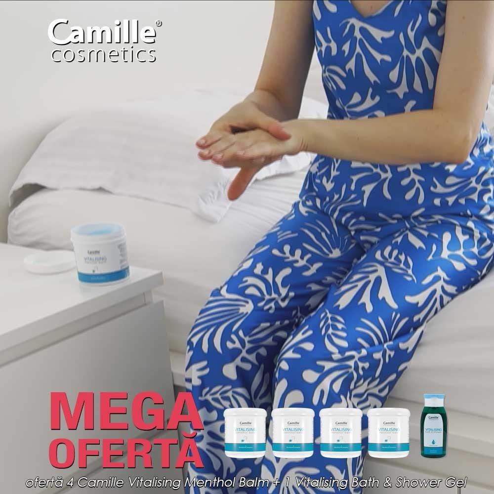 OFERTĂ: 4 Camille Vitalising Menthol Balm 250ml + 1 Camille Vitalising Bath & Shower Gel