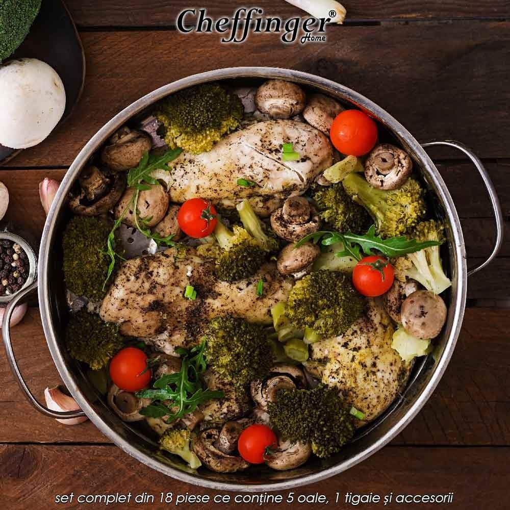 Cheffinger Home 1830M - set complet din 18 piese ce conține 5 oale, 1 tigaie și accesorii