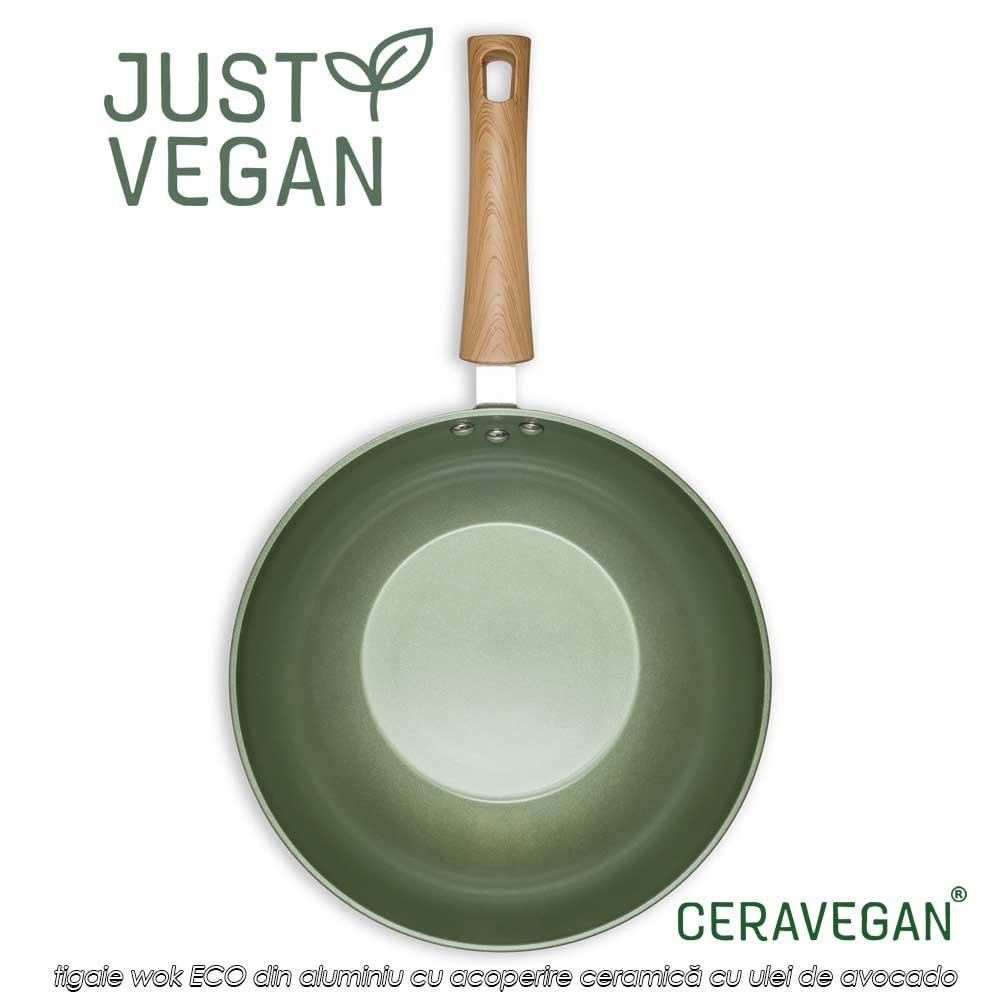 Just Vegan - tigaie wok ECO din aluminiu cu acoperire ceramică cu ulei de avocado 28cm