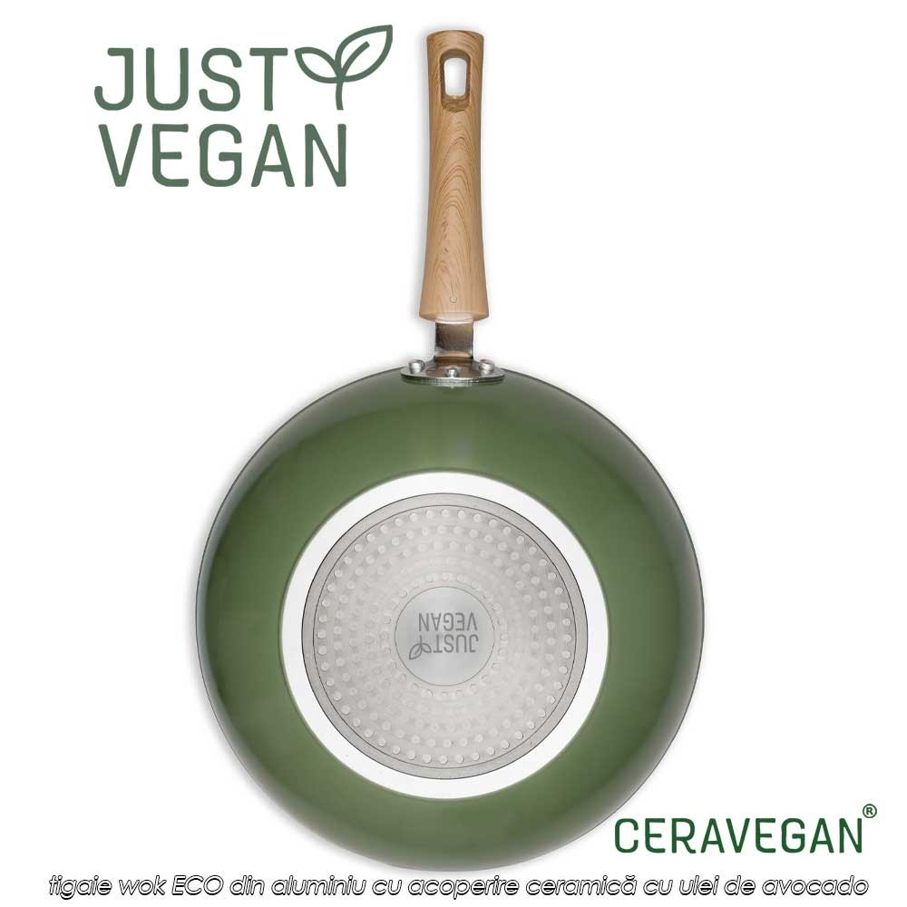 Just Vegan - tigaie wok ECO din aluminiu cu acoperire ceramică cu ulei de avocado 28cm