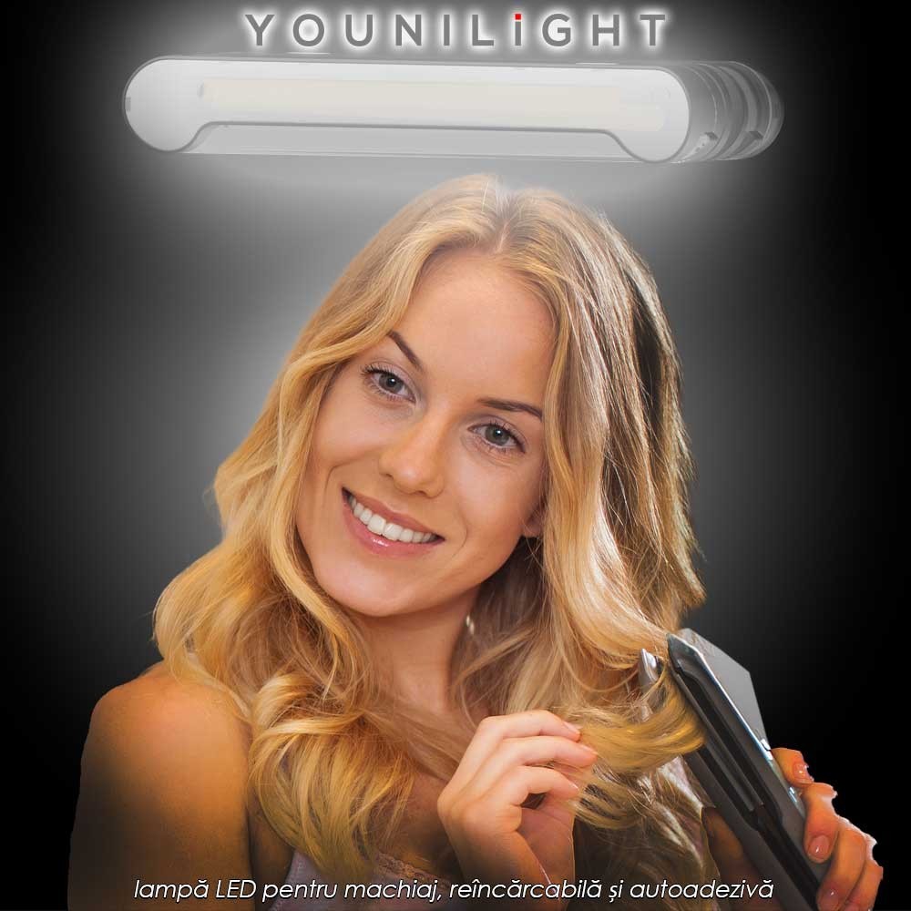 YouniLight - lampă LED pentru machiaj, reîncărcabilă și autoadezivă