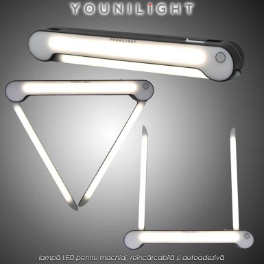 YouniLight - lampă LED pentru machiaj, reîncărcabilă și autoadezivă YouniLight - lampă LED pentru machiaj, reîncărcabilă și autoadezivă