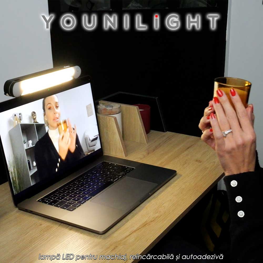 YouniLight - lampă LED pentru machiaj, reîncărcabilă și autoadezivă