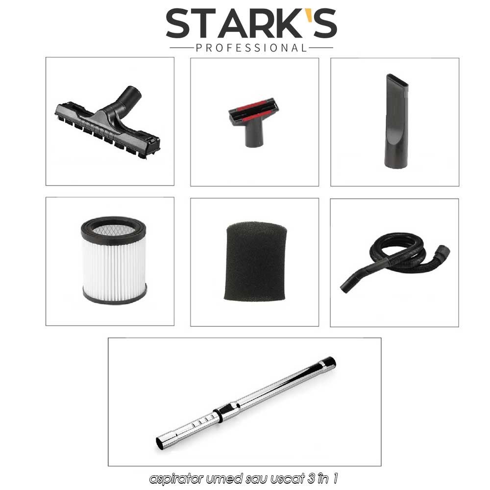 Stark's Professional Wet and Dry Vacuum Cleaner - aspirator umed sau uscat 3 în 1