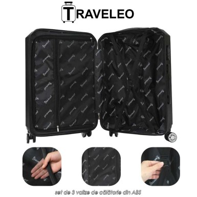 Traveleo ABS01GR - set de 3 valize de călătorie din ABS Traveleo ABS01GR - set de 3 valize de călătorie din ABS