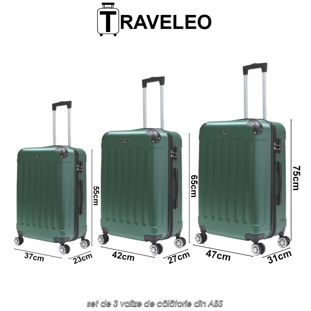 Traveleo ABS01GR - set de 3 valize de călătorie din ABS