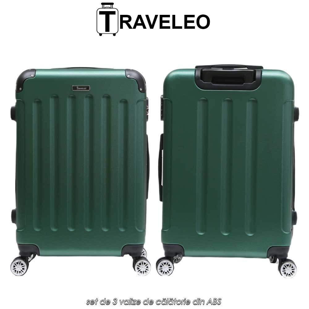 Traveleo ABS01GR - set de 3 valize de călătorie din ABS
