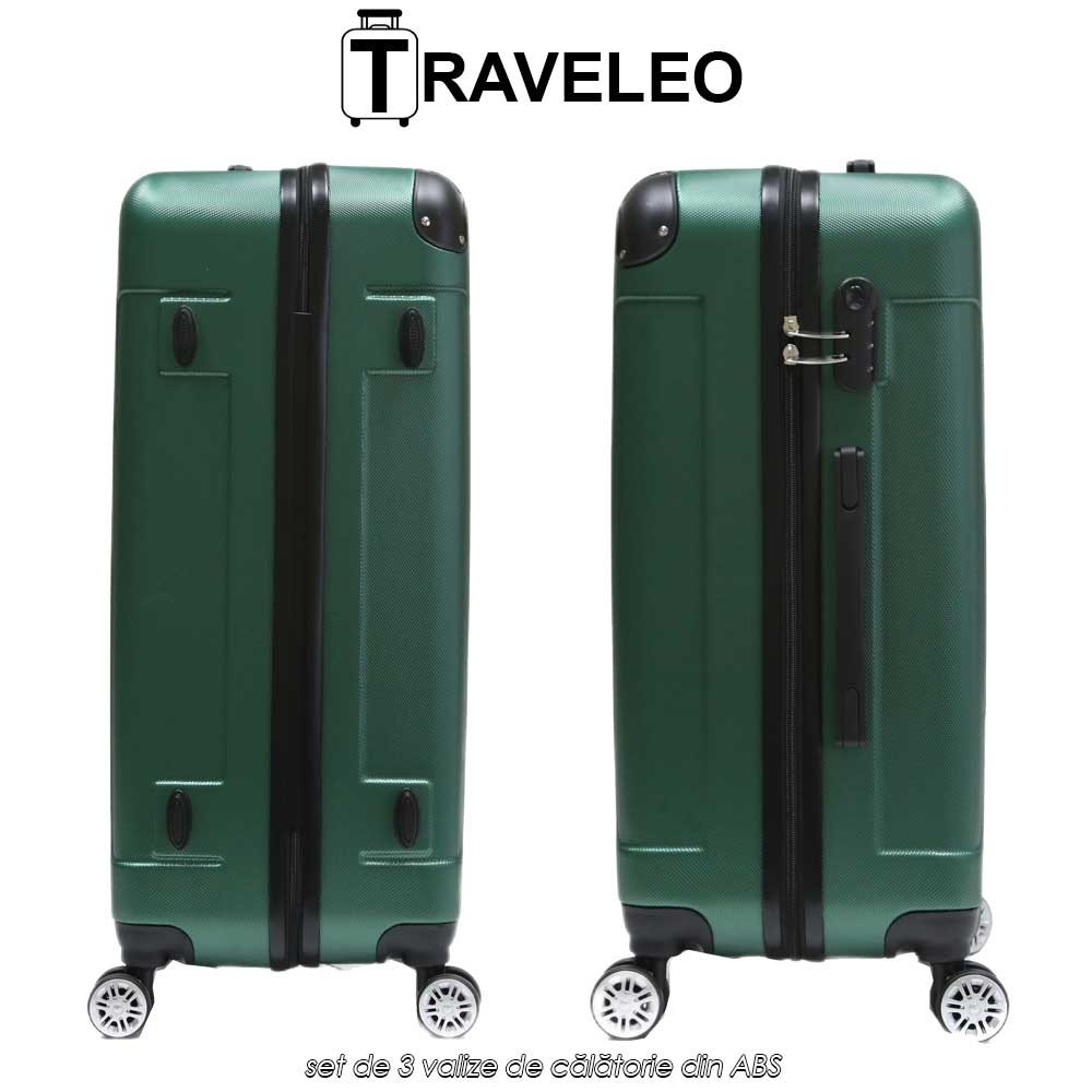 Traveleo ABS01GR - set de 3 valize de călătorie din ABS