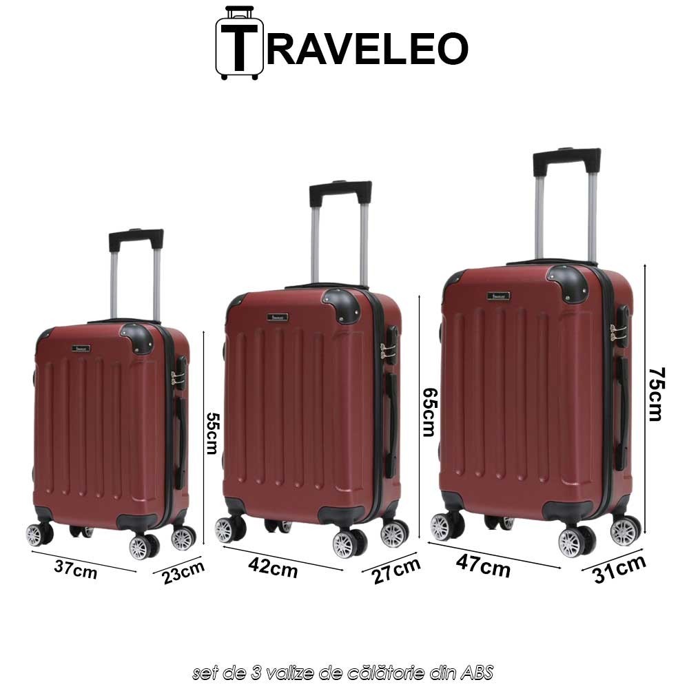 Traveleo ABS01R - set de 3 valize de călătorie din ABS
