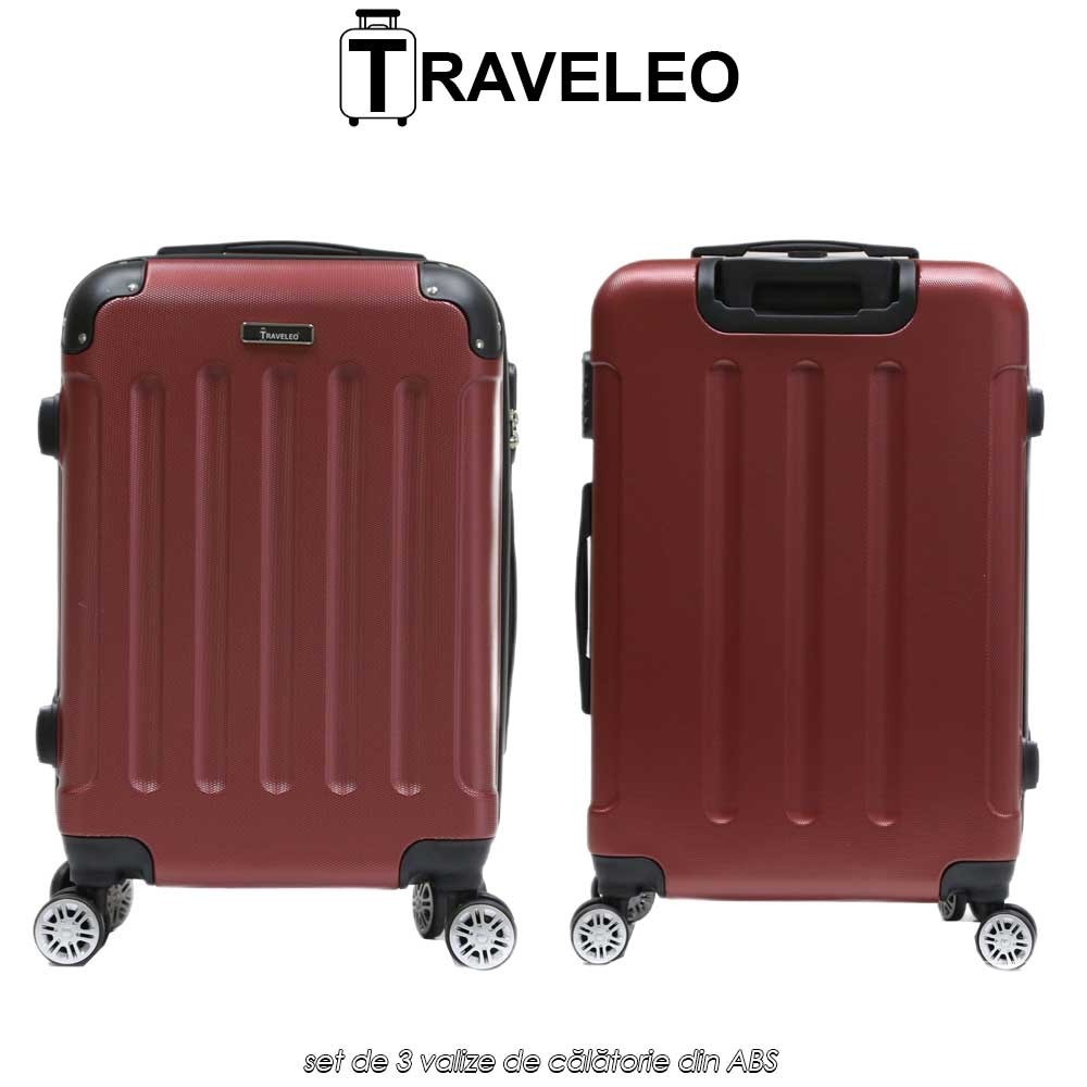 Traveleo ABS01R - set de 3 valize de călătorie din ABS