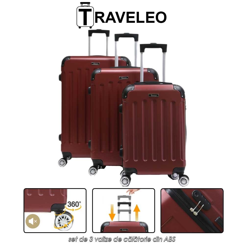 Traveleo ABS01R - set de 3 valize de călătorie din ABS